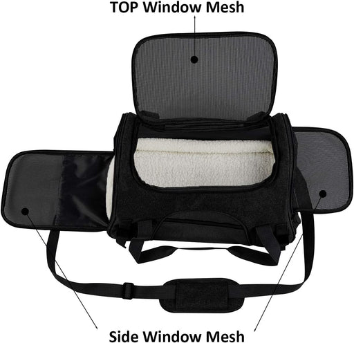 Pet Carrier Airline Approved Pet Carrier Dog Carriers for Small Dogs, Cat Carriers for Medium Cat Small Cat, Small Pet Carrier Small Dog Carrier Airline Approved Cat Travel Carrier-Black,L
