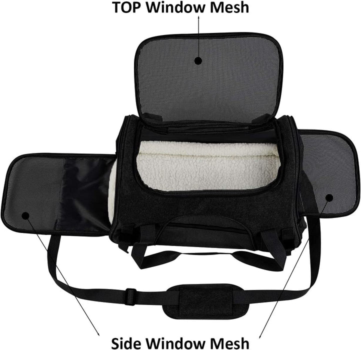 Pet Carrier Airline Approved Pet Carrier Dog Carriers for Small Dogs, Cat Carriers for Medium Cat Small Cat, Small Pet Carrier Small Dog Carrier Airline Approved Cat Travel Carrier-Black,L
