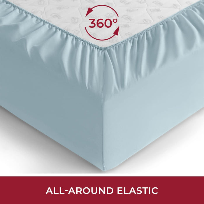 Queen Fitted Sheet - Deep Pocket Cooling Sheets up to 16 Inch - Hotel Luxury Bedding - Softest Sheets - Wrinkle, Fade, Stain Resistant - 1 Queen Fitted Sheet Only (Queen, Baby Blue)