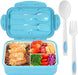 Bento Boxes for Adults - 1100 ML Bento Lunch Box for Kids Childrens with Spoon & Fork - Durable Perfect Size for On-The-Go Meal, Bpa-Free and Food-Safe Materials(Green)