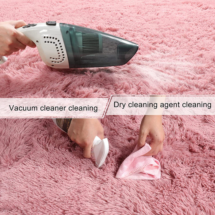 Shaggy Fluffy Area Rugs Carpets for Baby Nursery Teens Girls Rooms 4X5.3 Feet Plush Fuzzy Shag Rugs for Kids Bedroom Home Room Floor Accent Decor Fur Rug, Blush