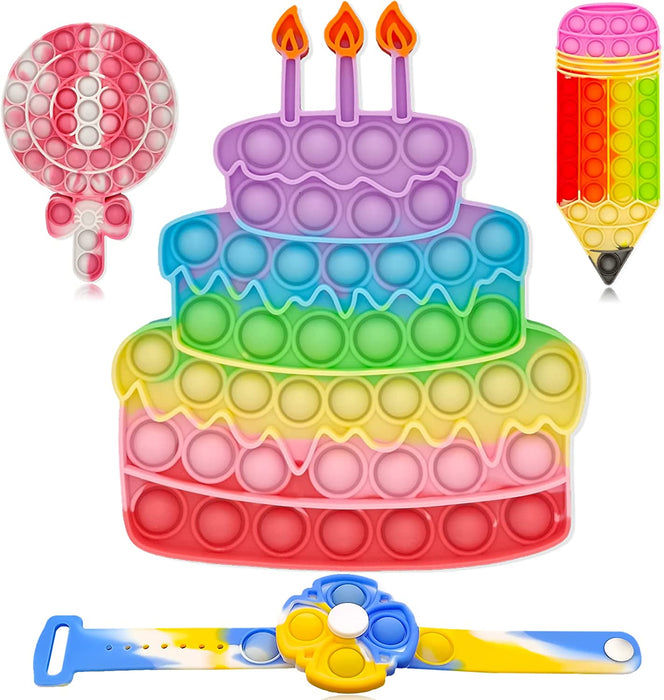 Livingcoral Fidget Toys, Pop Bubble Fidget Sensory Toy, Push Fidget Toy for Kids, Silicone Stress Toys (Ice Cream)