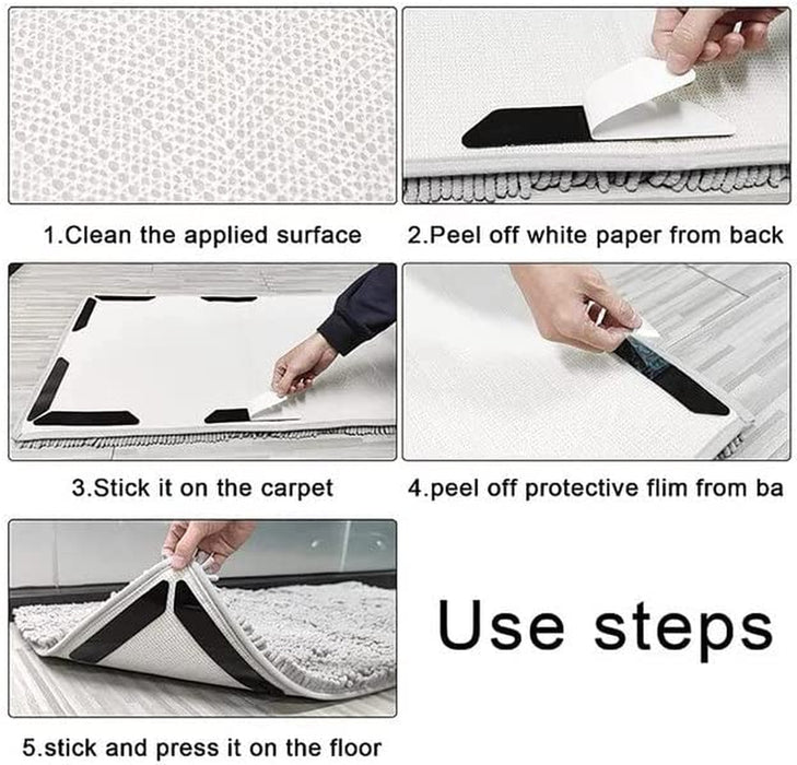 Rug Gripper, 8 Pcs Anti-Slip Rug Gripper, Double Sided Non-Slip Rug Pads, Adhesive anti Skid Grip Pad for Hardwood Floors, Home and Kitchen, Bathroom, Carpet Corner, and Floor Mates.