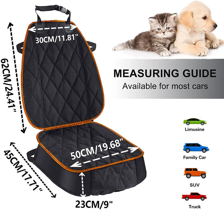 Dog Car Seat Cover for Pets Front Seat Protector, Thicked 600D Heavy Duty Water-Resitant & Wear-Resistant Durable Nonslip Padded with Side Flaps Fits Most of Cars Trucks Suvs (Orange)
