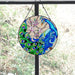 12" Garden Peacock Handmade Painted Stained Glass Wall Window Decorative Hangings Suncatcher Panel with Chain