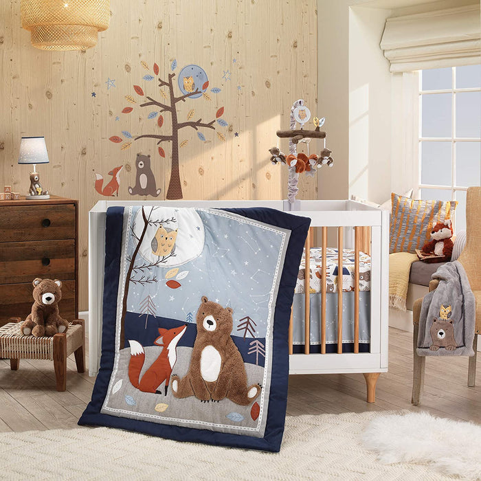 Sierra Sky Blue/Brown Bear Nursery Lamp with Shade & Bulb