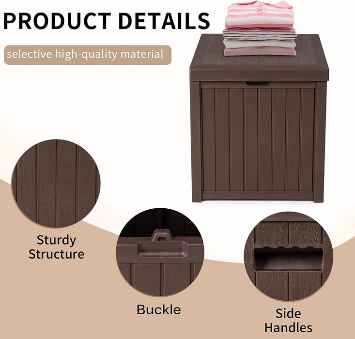 51 Gallon Square Outdoor Storage Deck Box Polypropylene Deck Box Container Patio Garden Furniture for Patio Cushions, Gardening Tools and Pool Toys (Brown)