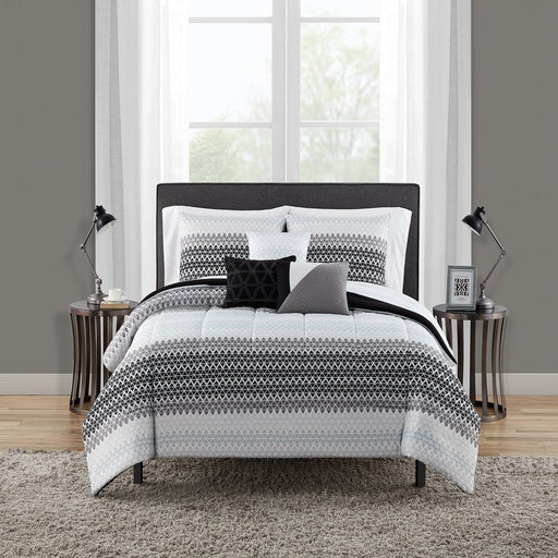 Mainstays Black and White Geo 10 Piece Bed in a Bag with 3 Dec Pillows, Queen