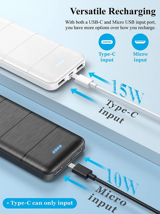 Portable-Charger-Power-Bank - 2 Pack 15000Mah Dual USB Power Bank Output 5V3.1A Fast Charging Portable Charger Compatible with Smartphones and All USB Devices