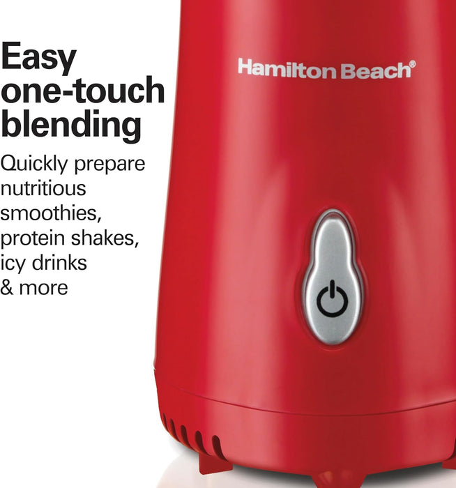 Portable Blender for Shakes and Smoothies with 14 Oz BPA Free Travel Cup and Lid, Durable Stainless Steel Blades for Powerful Blending Performance, Red (51101RV)