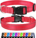 Reflective Dog Collar, Sturdy Nylon Collars for Large Girl and Boy Dogs, Adjustable Dog Collar with Quick Release Buckle, Red