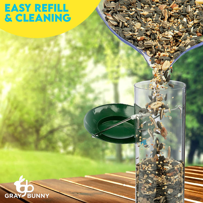 Gray Bunny Metal Bird Feeders for Outdoors Hanging, 6-Port, Premium Grade Metal Tube Bird Feeder,2-Pack, Chew-Proof and Rust-Proof, 16 Inches