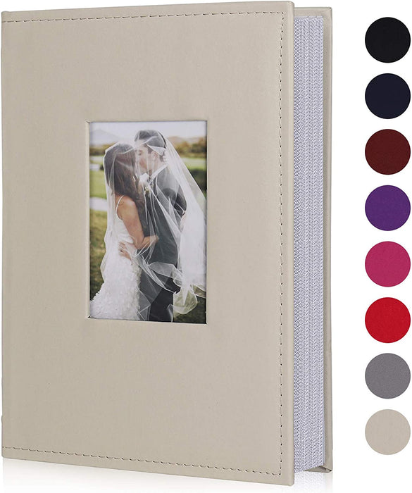 Photo Picture Album 4X6 300 Photos,Small Capacity Premium Leather Cover Wedding Family Photo Albums Holds 300 Horizontal Photos(Black)
