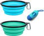 Collapsible Dog Bowls, Portable Travel Dog Bowls, Expandable for Cat Dog Water Bowls Food Feeding, 2 Pack Silicone Pet Bowls with Waste Bag Dispenser