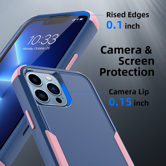 for Iphone 13 Pro Max/13 Pro/13/13 Mini Phone Case with Belt Clip Stand Shockproof Protective Case Hybrid Armor Cover, Navy Blue