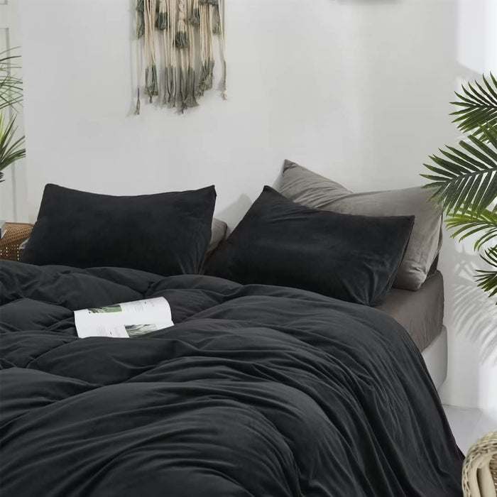 Black Fluffy Comforter Set Full Black Velvet Comforter Black Bedding Comforter Sets Full Flannel Bed Comforter Full Men Women Comforter Soft Cozy Black Comforter 3Pcs Comforter Sets