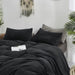 Black Fluffy Comforter Set Full Black Velvet Comforter Black Bedding Comforter Sets Full Flannel Bed Comforter Full Men Women Comforter Soft Cozy Black Comforter 3Pcs Comforter Sets