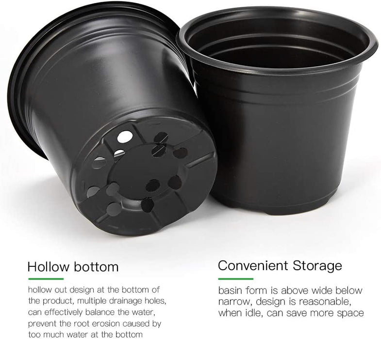 100-Pack 0.5 Gallon Plant Nursery Pots, Plastic Pots for Flower Seedling, Flower Plant Container Seed Starting Pot, Come with 100 Pcs Plant Labels