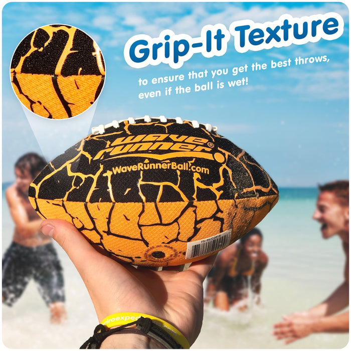 Wave Runner Grip It Waterproof Football- Size 9.25 In. with Sure-Grip Technology, Let'S Play Football in the Water! Deflated with Pump (Random Color)