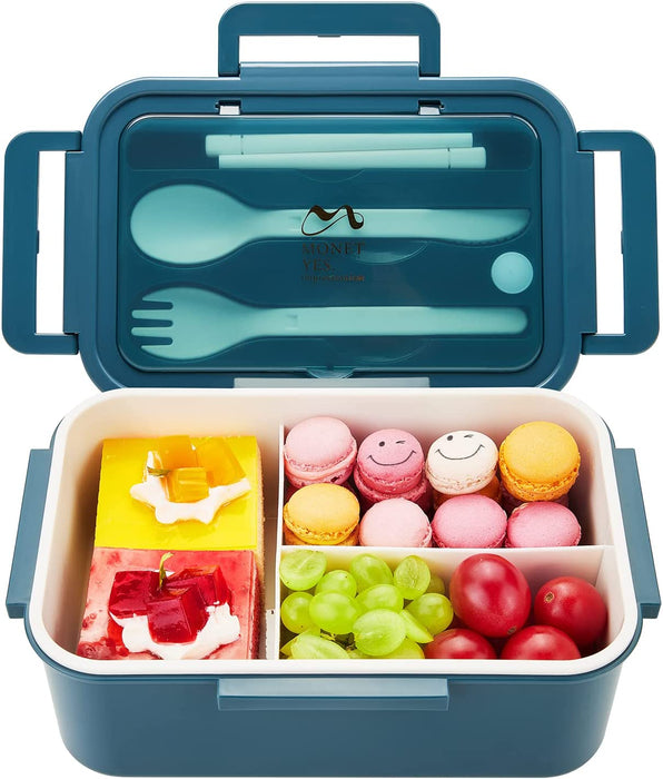 Kids Lunch Box - 3 Compartment Leakproof Lunch Container with Spoon & Fork - BPA Free - Portion-Controlled Meals and Snack Packing (Green)