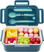 Kids Lunch Box - 3 Compartment Leakproof Lunch Container with Spoon & Fork - BPA Free - Portion-Controlled Meals and Snack Packing (Green)