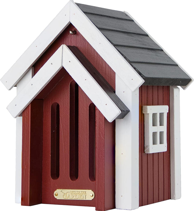 Wildlife Garden Butterfly Hibernation Box, Solid Wood Butterfly Habitat and Year-Round Sanctuary, Weatherproof Paint, Fully Assembled and Easy to Install, Gift Box, Designed in Sweden, Red