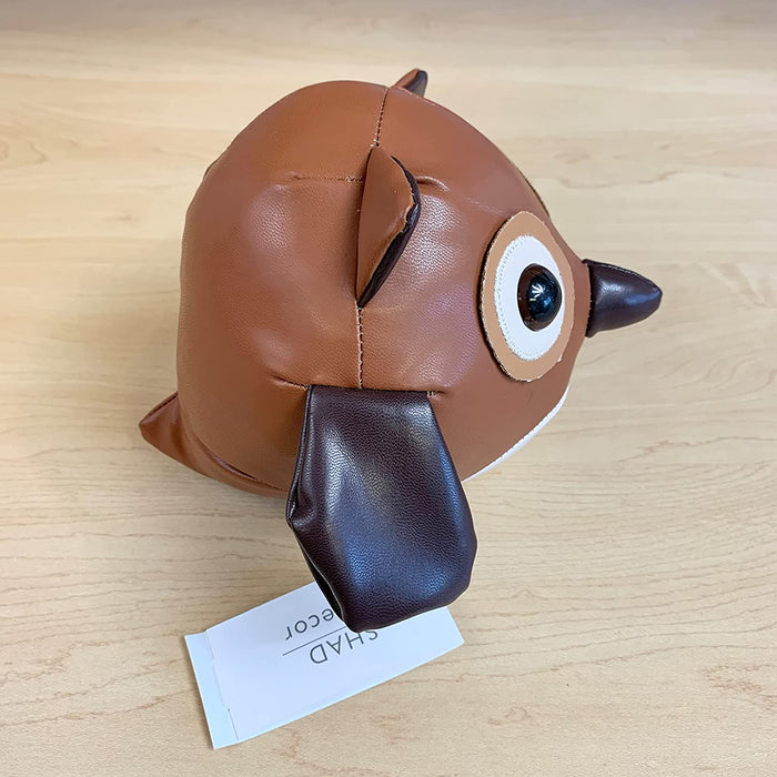 Cute Owl Leather Bookend, Book Holder for Shelves – Decorative Weighted Animal for Home and Office Desk and Shelf | Handcrafted Stuffed Animal Furniture Decor