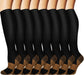 Graduated Copper Compression Socks for Men & Women Circulation 8 Pairs 15-20Mmhg - Best for Running Athletic Cycling