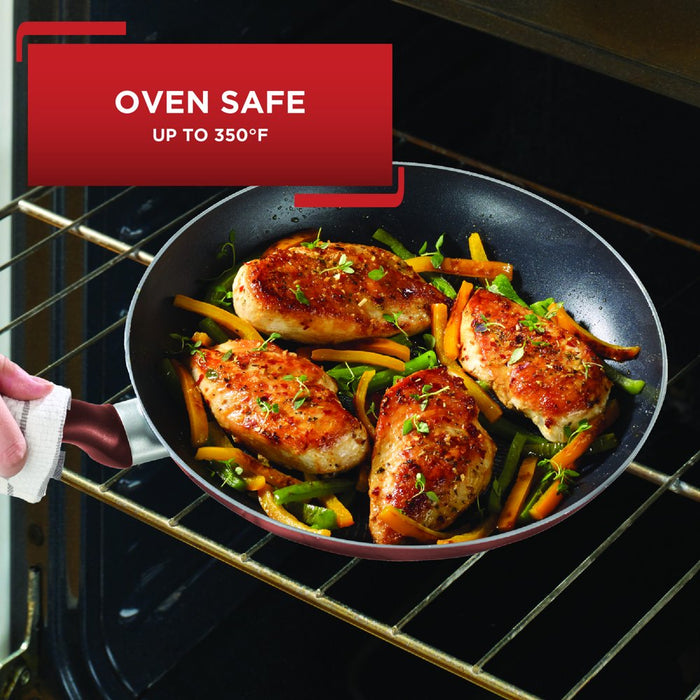 T-Fal Easy Care Nonstick Cookware, 20 Piece Set, Red, Dishwasher Safe