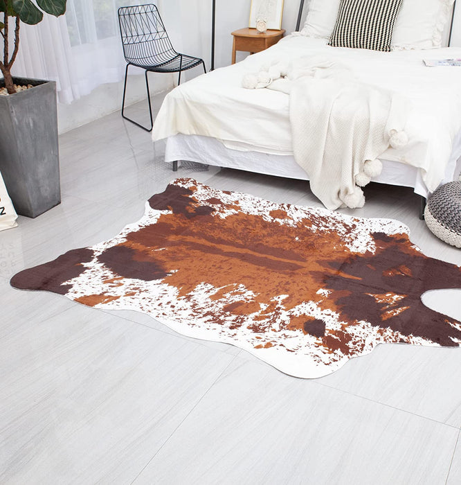 Cowhide Rug Faux Cow Shaped Rug Western Decor for Home Approx 4.5' X 6.2'