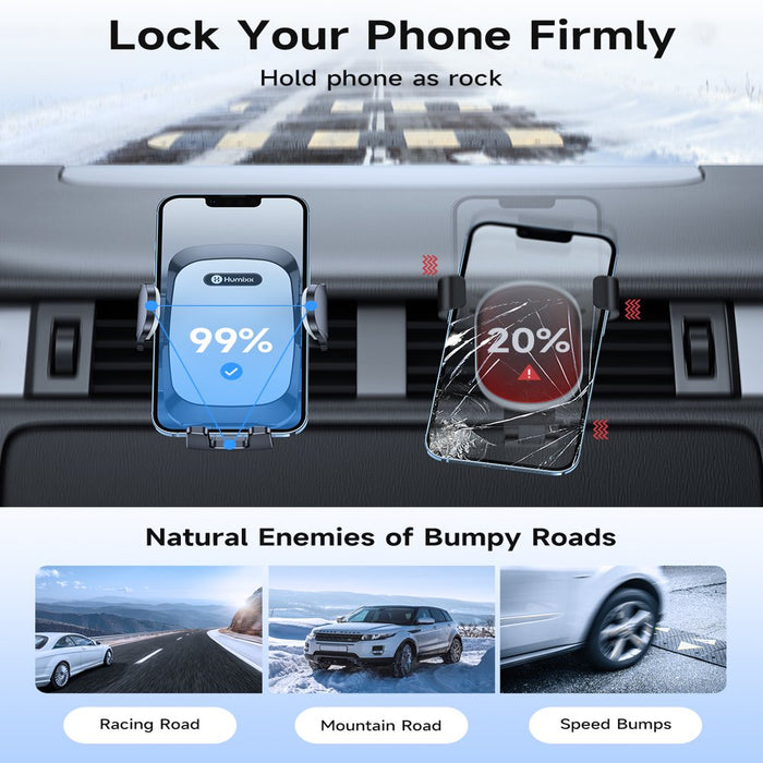 [2023 OVER-THE-TOP Stabiility]  Phone Mount for Car Vent Clip Universal Grey Car Phone Holder Mount Hands-Free Cell Phone Holder for Car Air Vent Clip for Iphone 14 Samsung Note ＆ All Phones