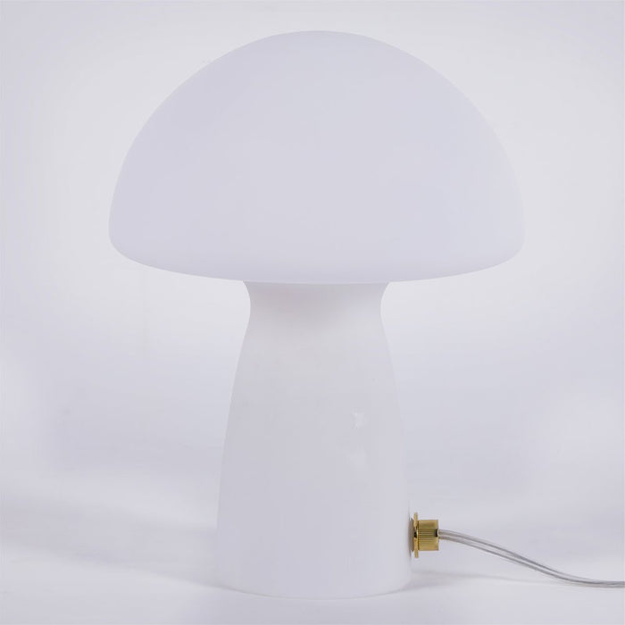 Urban Shop Novelty Glass Mushroom Lamp, Off-White Matte, 12" H, Plug-In