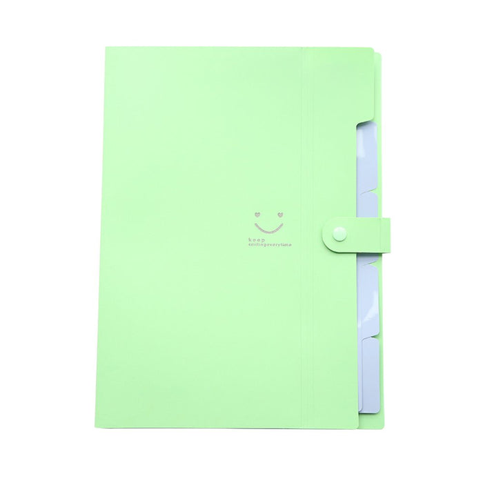 5 Pockets Plastic Expanding File Folders A4 Letter Size Snap Closure Accordion Folder Paper Document Organizer Set (Green)