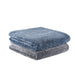 Melange Waffle Texture with Velvet Plush Fleece Dual Layer Reversible Throw Blanket, 50" X 60", Navy and Blue