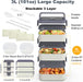 Bento Box Lunch Box, Adult Lunch Container with 3L Large Capacity, Microwave Safe 3 Layers Stackable Lunch Box, Leakproof Food Container with Dividers and Sauce Boxes for Kids and Adults