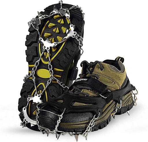 Traction Cleats Ice Snow Grips with 18 Spikes for Walking, Jogging, Climbing and Hiking