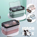 Bento Boxes 2-Layer 3-Compartment Bento Lunch Box with Spoon & Fork Portable Food Warmer School Lunch Box Bento for Children,Kids and Adult Portable Picnic Storage Boxes