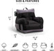 Dorm Bean Bag Chair with Drink Holder and Pocket, Two Tone Black Smartmax, Durable Polyester Nylon Blend, 3 Feet
