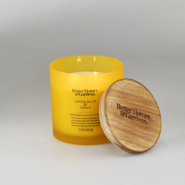 Better Homes & Gardens 12Oz Lemon Balm & Cedar Scented 2-Wick Jar Candle