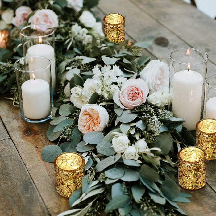 Gold Votive Candle Holders Set of 12, Mercury Glass Candle Holder for Wedding Table Centerpiece Party and Home Decor