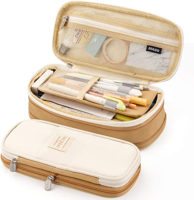EASTHILL Big Capacity Pencil Pen Case Office College School Large Storage High Capacity Bag Pouch Holder Box Organizer Light Blue