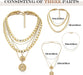 Mjartoria Gold Layered Necklaces for Women Trendy Retro Coin Pendant Gold Necklace Dainty Chunky Link Chain Choker Necklaces for Girls Jewelry Birthday Gifts