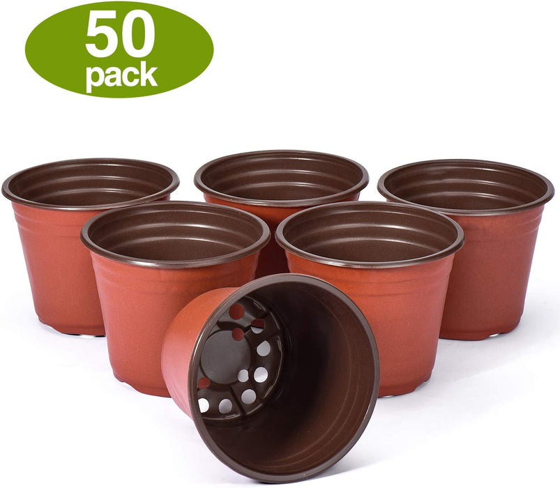 50 Pcs 6 Inch Plants Nursery Pots Reusable Plant Seeding Nursery Pot Waterproof Plastic Pots Seed Starting Pots