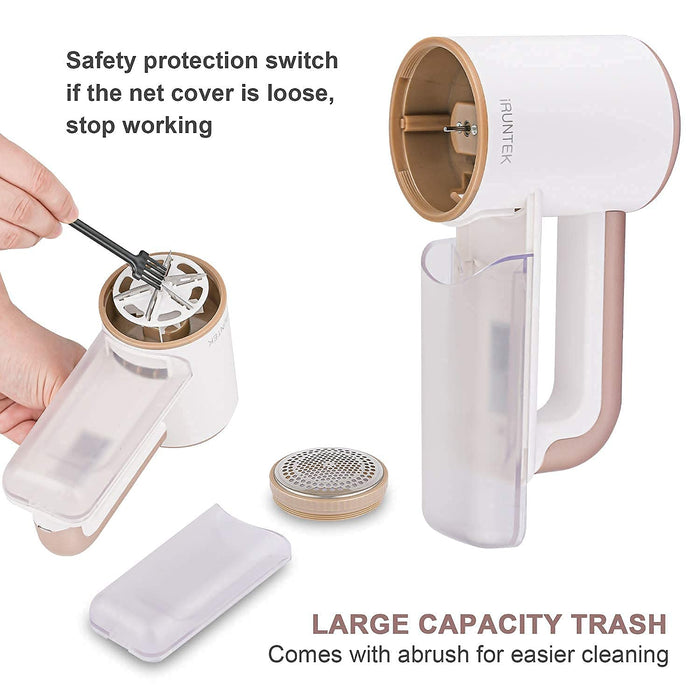 Rechargeable Fabric Shaver, Electric Commercial Lint Remover with LED Display & Big Trash Box, 3-Speeds for Removing Fuzz and Pill from Clothes, Furniture, Sweater, Couch and Blanket, White