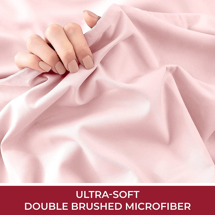 Queen Sheet Set - Hotel Luxury Bedding Sheets & Pillowcases - Extra Soft Cooling Bed Sheets - Deep Pocket up to 16 Inch - Wrinkle, Fade, Stain Resistant - 4 Piece (Queen, Blush Pink)