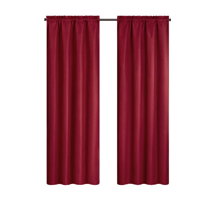 Eclipse Samara Solid Color Blackout Rod Pocket Single Curtain Panel, Chili Red, 42 X 54