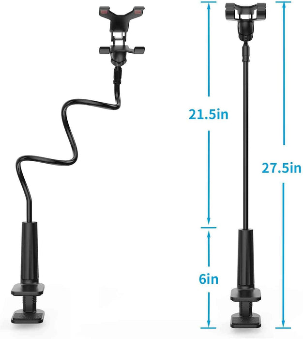 Gooseneck Cell Phone Holder Bed, Lazy Bracket, Universal Mobile Phone Clip Stand, Flexible Long Arm Rotating Mount for for Bed, Office, Kitchen, Iphone, Pad, Watching Movies