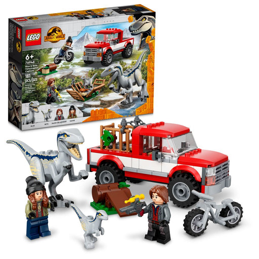 LEGO Jurassic World Dominion Blue & Beta Velociraptor Capture 76946 Dinosaur Building Toy Set; for Kids Aged 6 and up (181 Pieces)