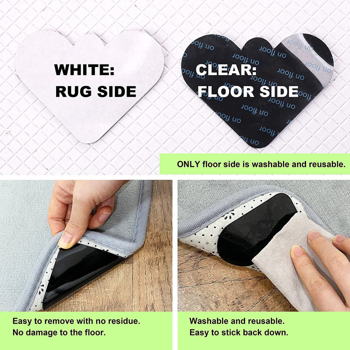12 Pack Rug Pad Gripper Non Slip Rug Pads for Hardwood Floors Tiles Area Rugs, 3.15'' X 3.15'' Carpet Grippers Rug Tape Stickers Holder Washable Reusable