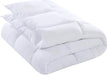 Comforter Duvet Insert - Quilted Comforter with Corner Tabs - Box Stitched down Alternative Comforter (Queen, White)